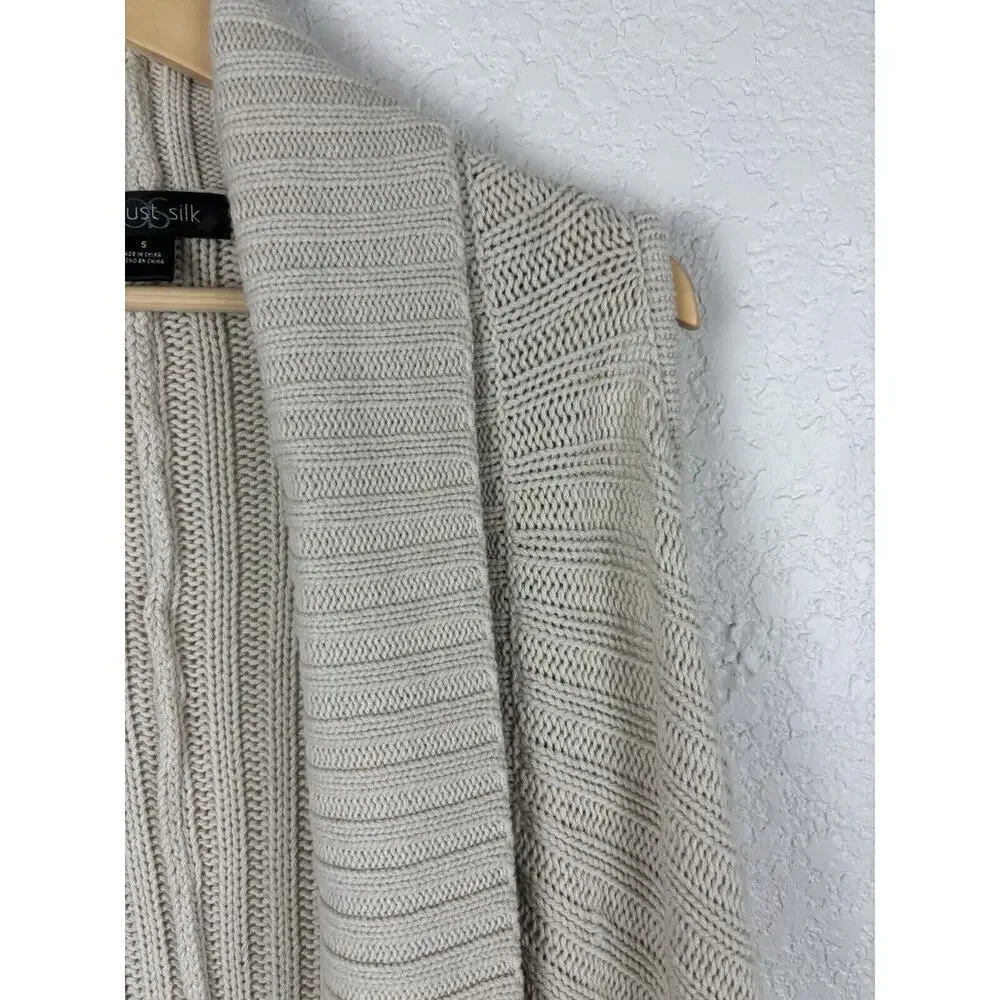 August Silk Womens‎ Shrug Cardigan Small Beige Fringe Western Grandma MINOR FLAW
